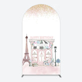 Aperturee - Aperturee Sweet Pink Paris French Cafe Birthday Arch Backdrop